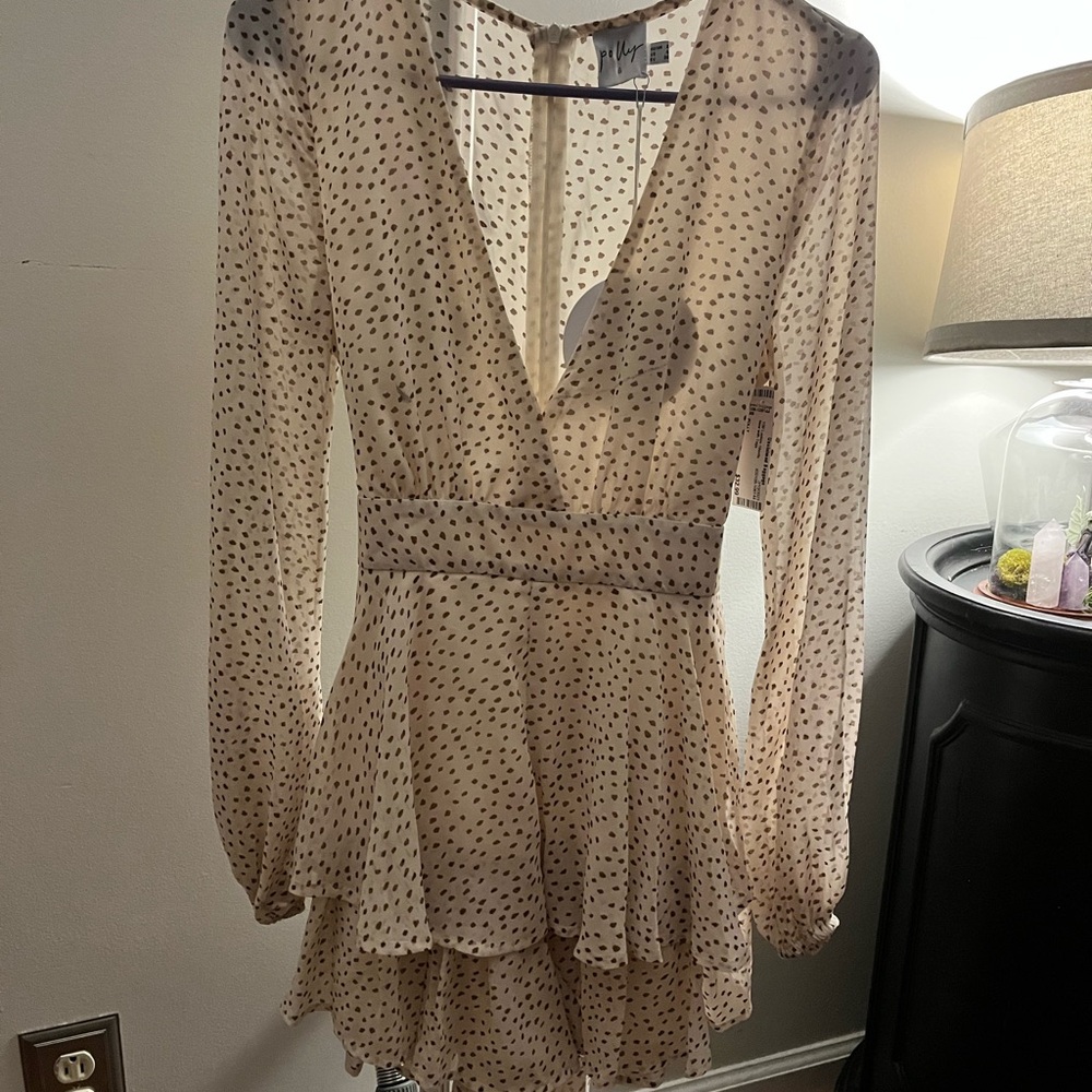 Princess Polly  Cream Polka Dot Dress